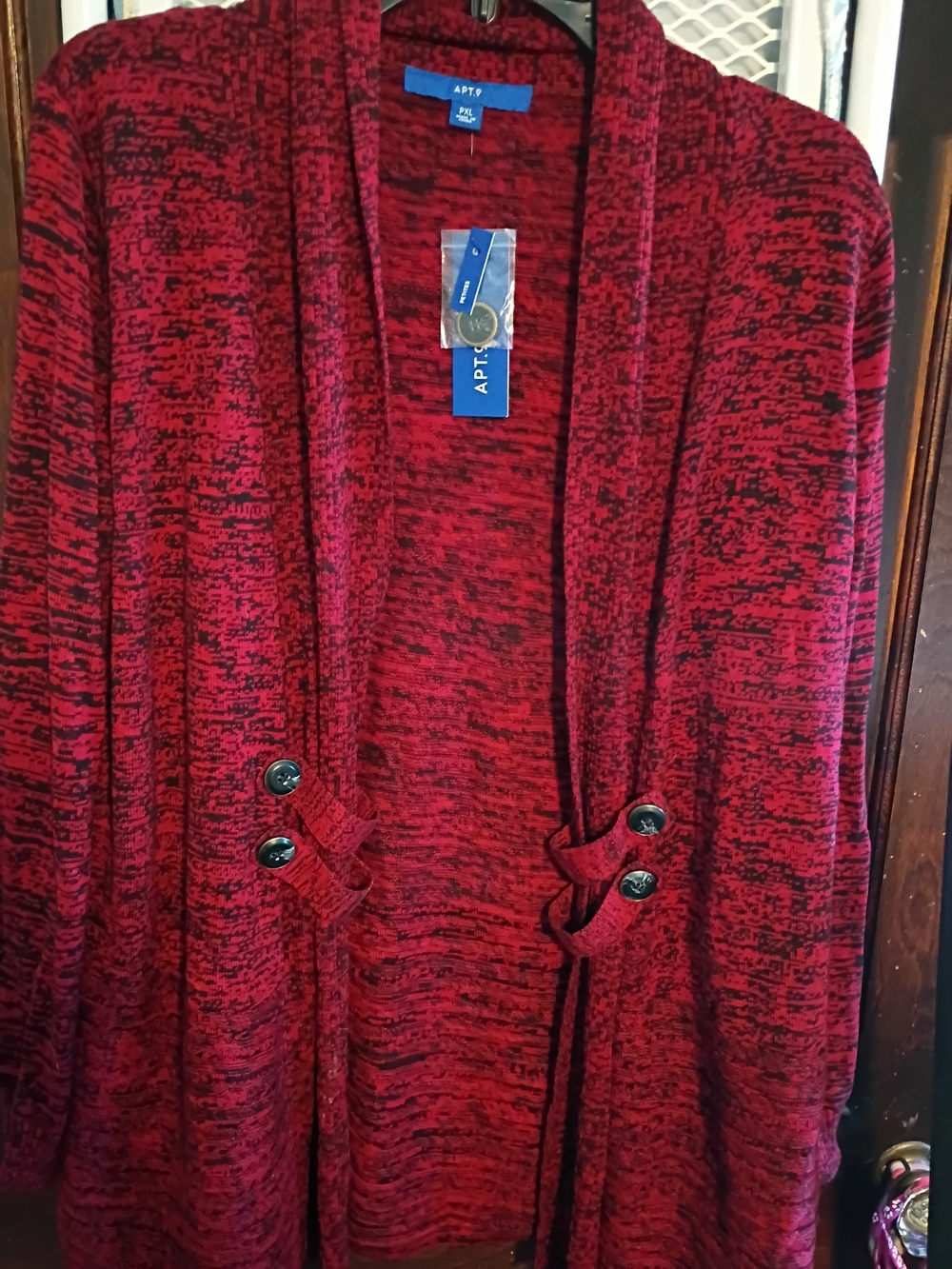 Apt. 9 Red Marled Open-Front Women's Sweater Cardigan